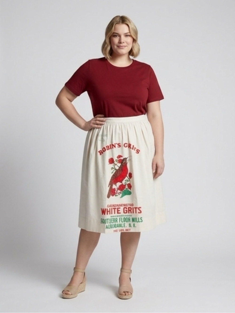 Upcycled Vintage Feed Sack Skirt Robin’s Grits